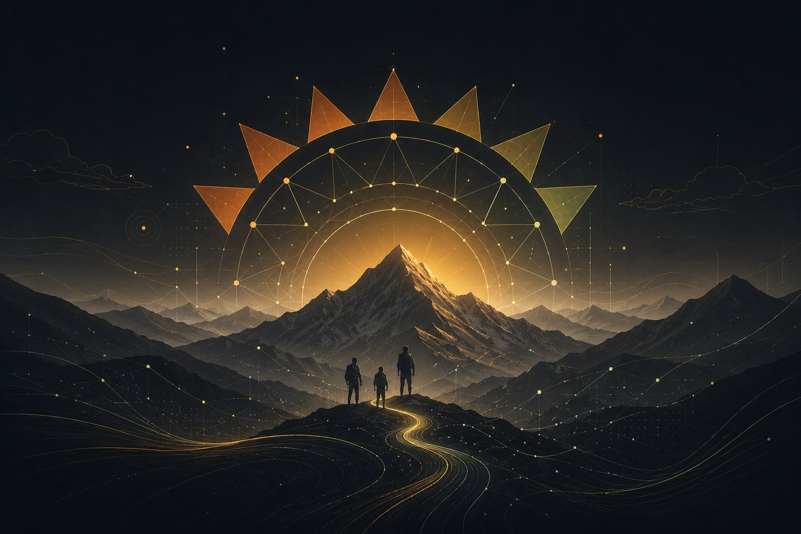 Montaña iluminada que representa visión, claridad y dirección